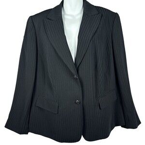 Tahari Arthur S Levine 14W Dark Blue Pinstripe Blazer 2 Button Midnight 1160L193